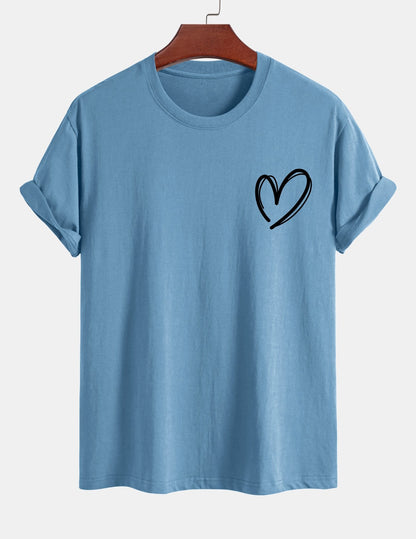 T-shirt i bomull med hjärtmönster och normal passform