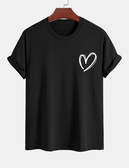 T-shirt i bomull med hjärtmönster och normal passform