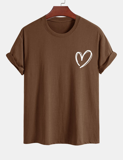 T-shirt i bomull med hjärtmönster och normal passform