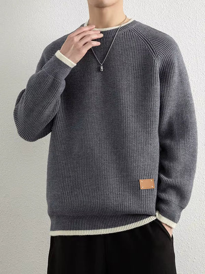 Ribbed Knit Crewneck Sweater